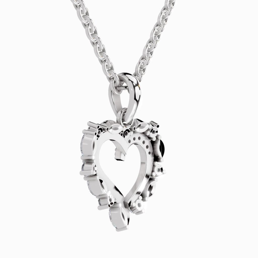 0.91 Carat Heart Shape Pendant 14K - White Gold