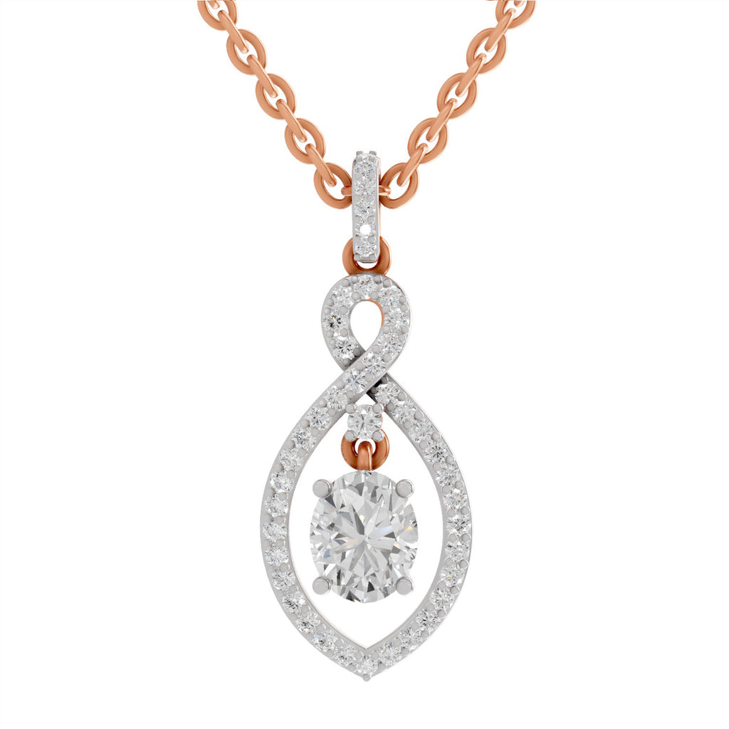 0.82 Carat Oval Infinity Halo Pendant 14K - Rose Gold