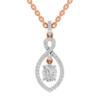 0.82 Carat Oval Infinity Halo Pendant 14K - Rose Gold