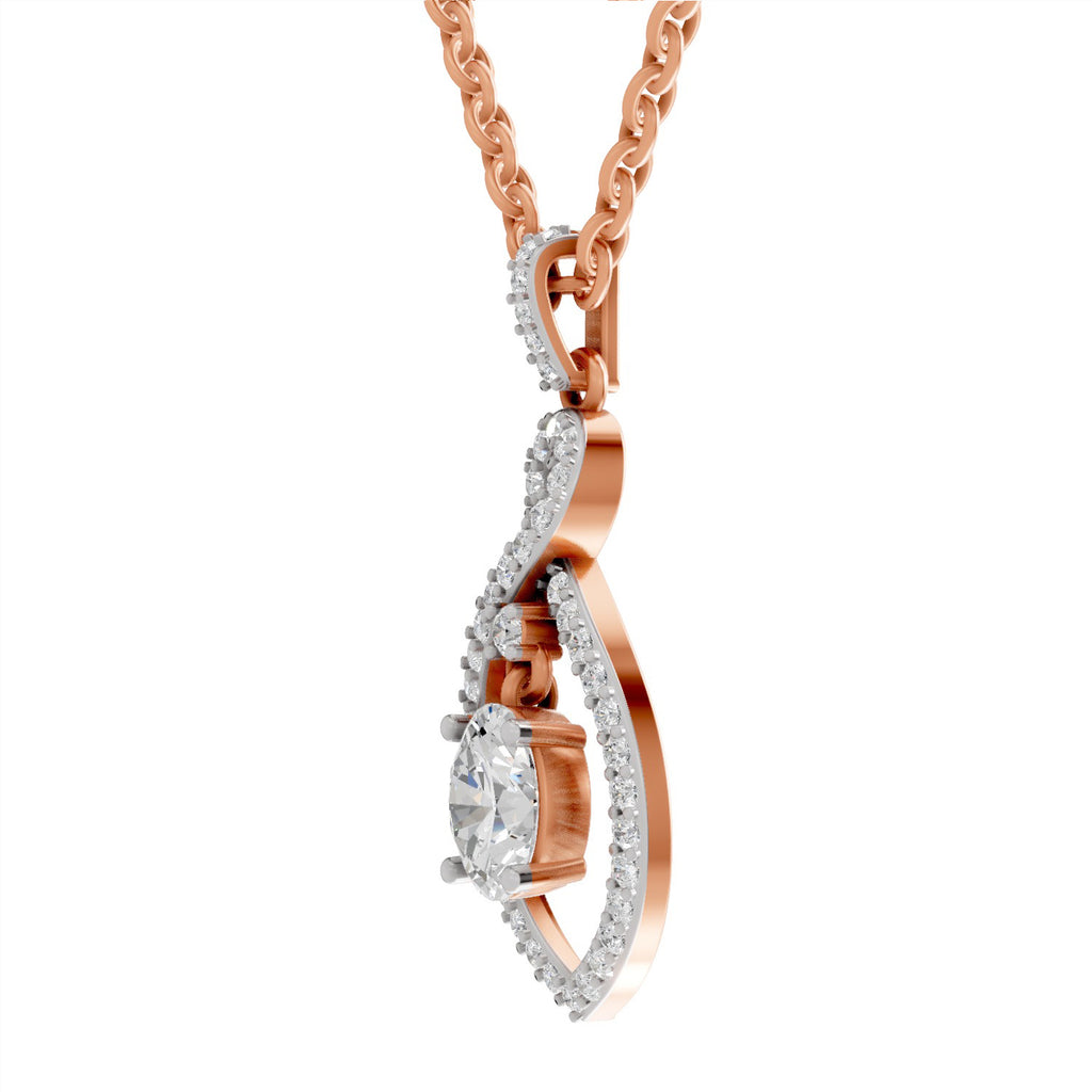 0.82 Carat Oval Infinity Halo Pendant 14K - Rose Gold