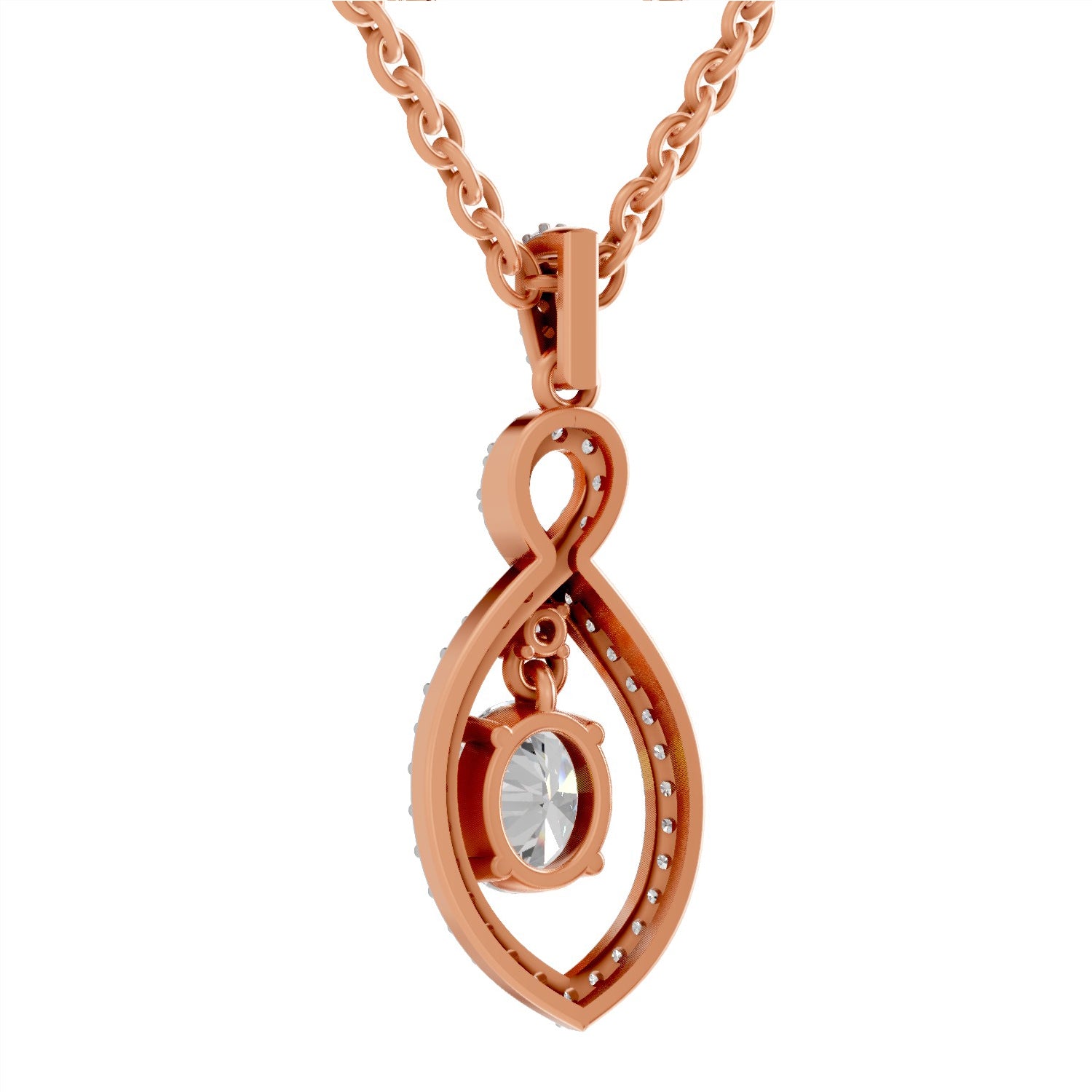 0.82 Carat Oval Infinity Halo Pendant 14K - Rose Gold
