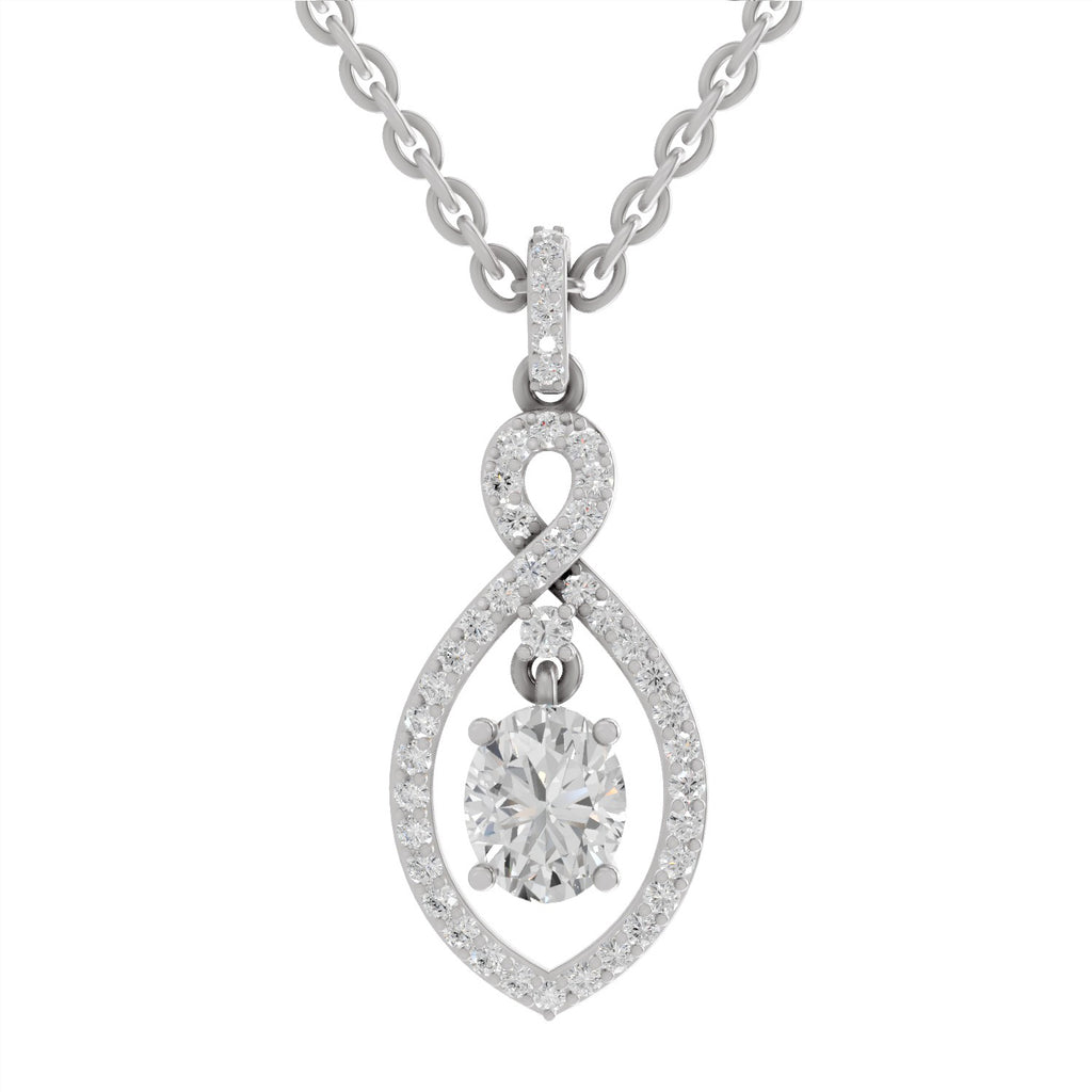0.82 Carat Oval Infinity Halo Pendant 14K - White Gold