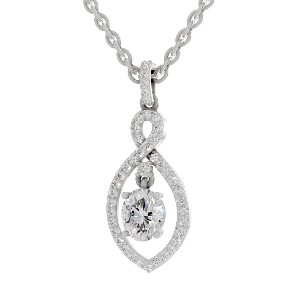 0.82 Carat Oval Infinity Halo Pendant 14K - White Gold