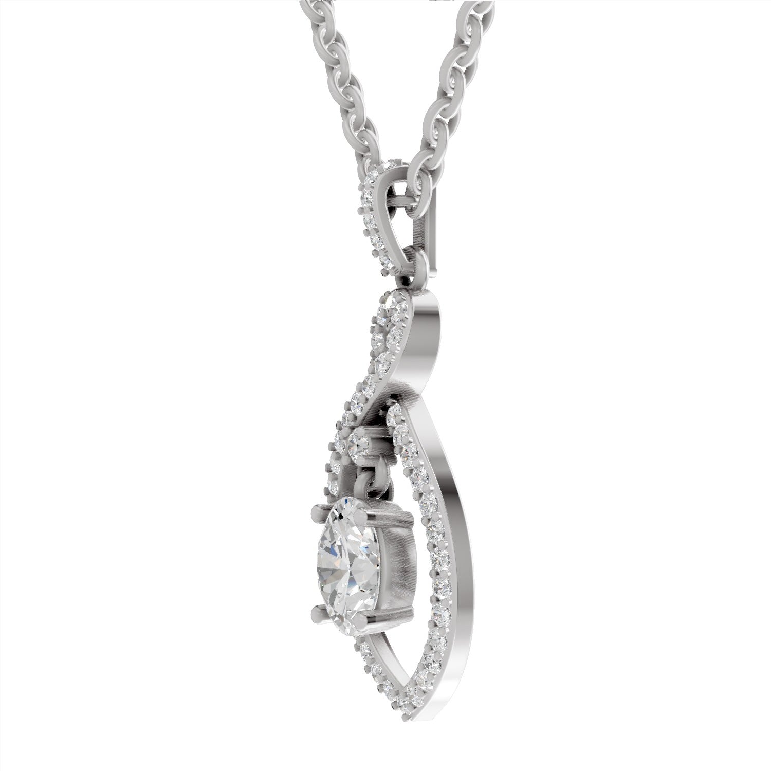 0.82 Carat Oval Infinity Halo Pendant 14K - White Gold