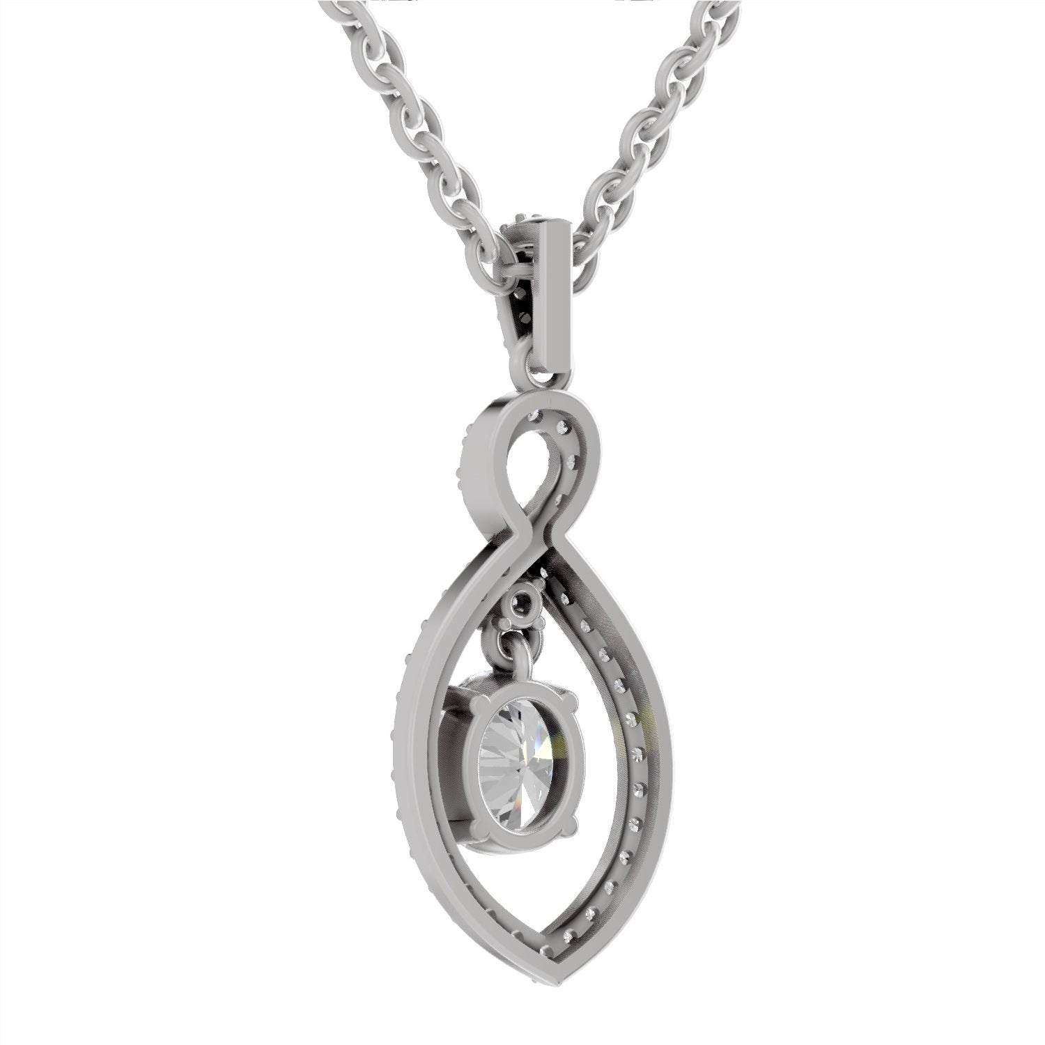 0.82 Carat Oval Infinity Halo Pendant 14K - White Gold