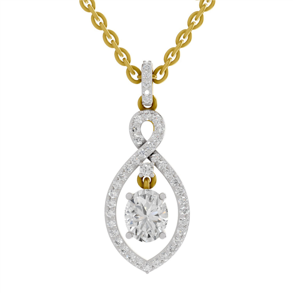 0.82 Carat Oval Infinity Halo Pendant 14K