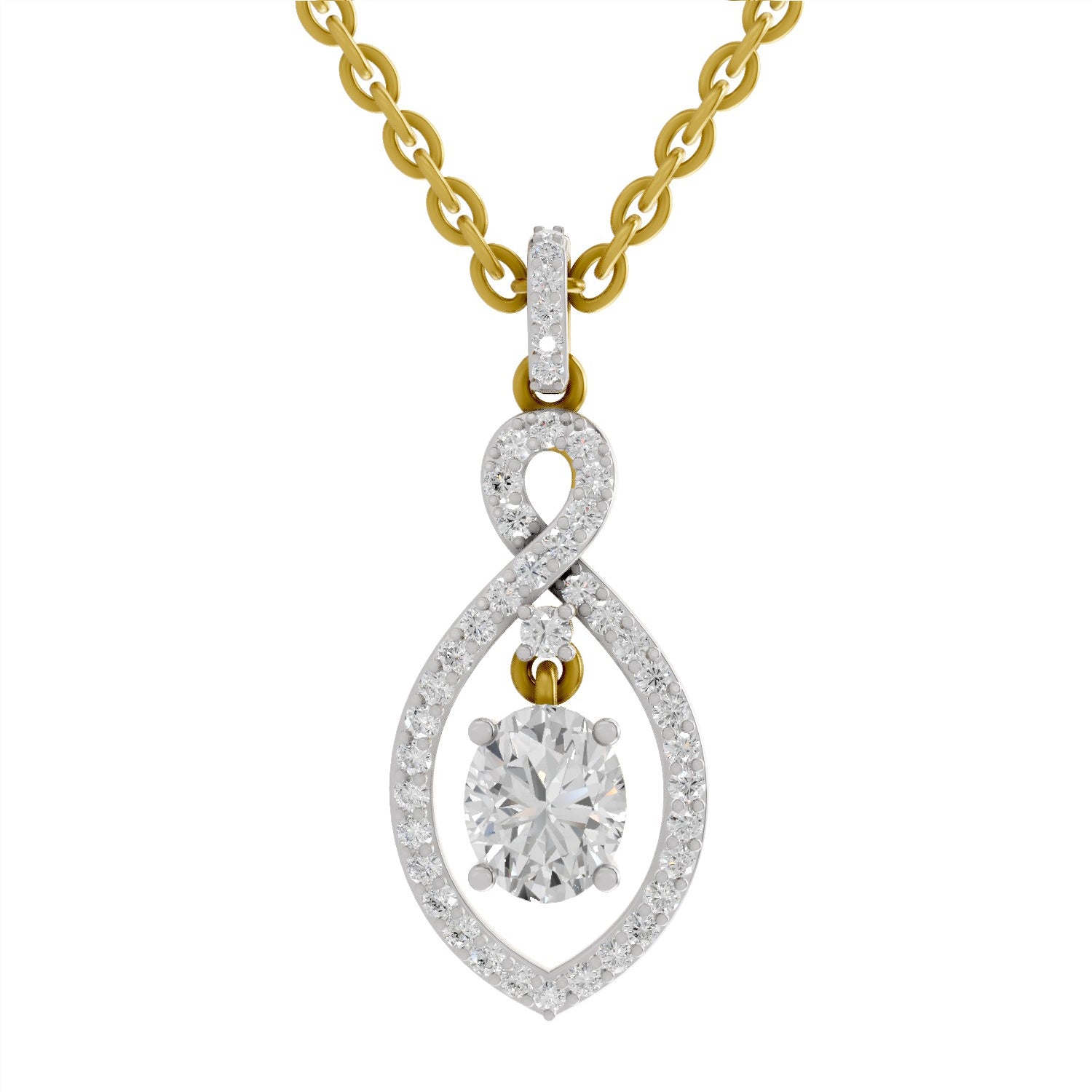 0.82 Carat Oval Infinity Halo Pendant 14K