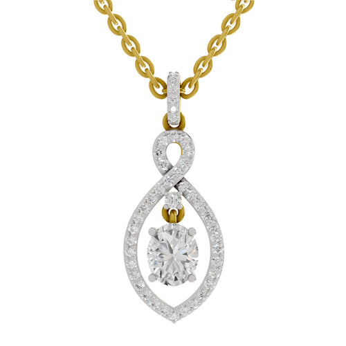 0.82 Carat Oval Infinity Halo Pendant 14K