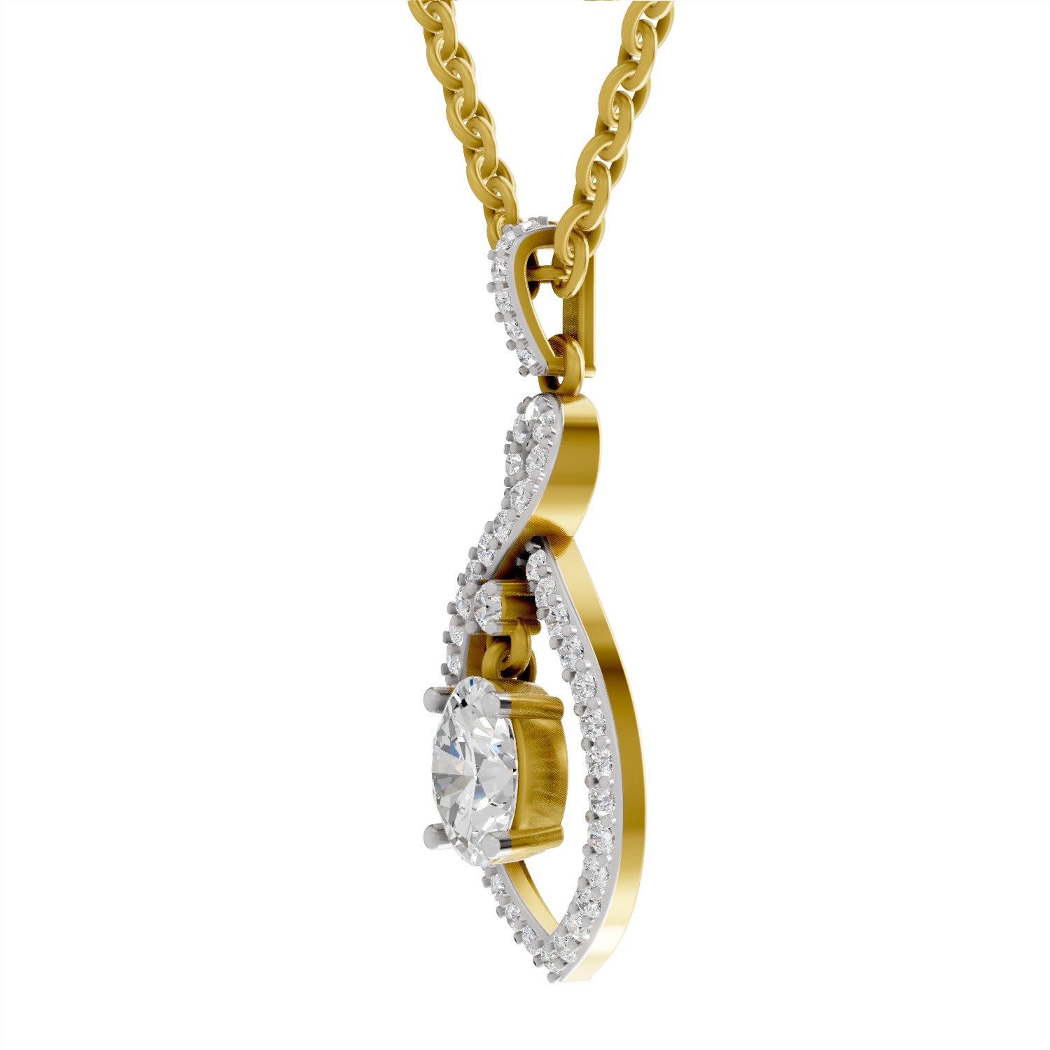 0.82 Carat Oval Infinity Halo Pendant 14K