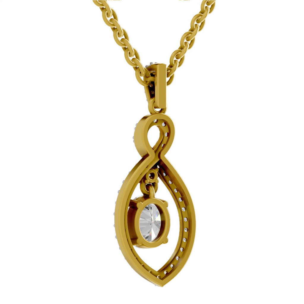 0.82 Carat Oval Infinity Halo Pendant 14K