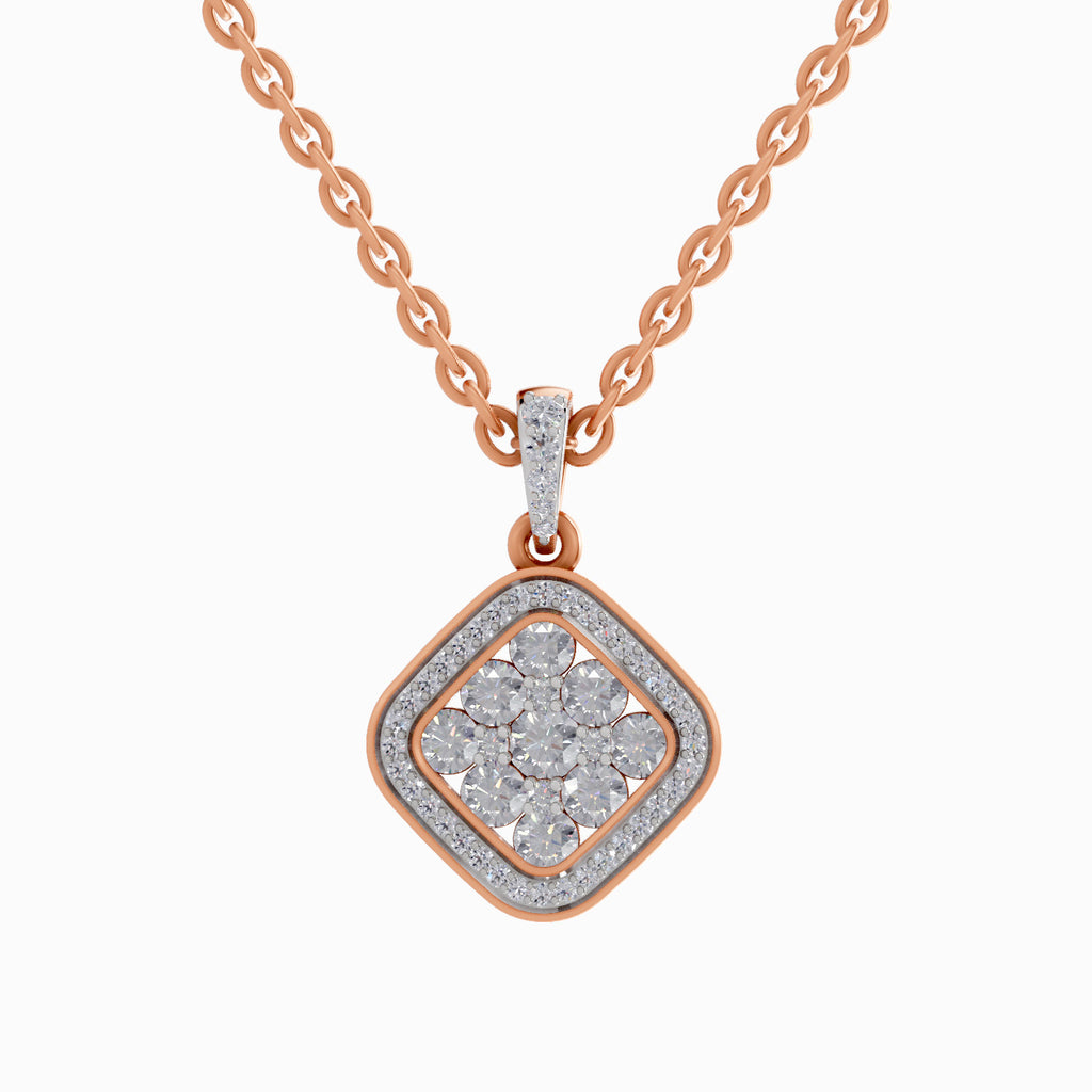 0.64 Carat Cluster Pendant 14K - Rose Gold