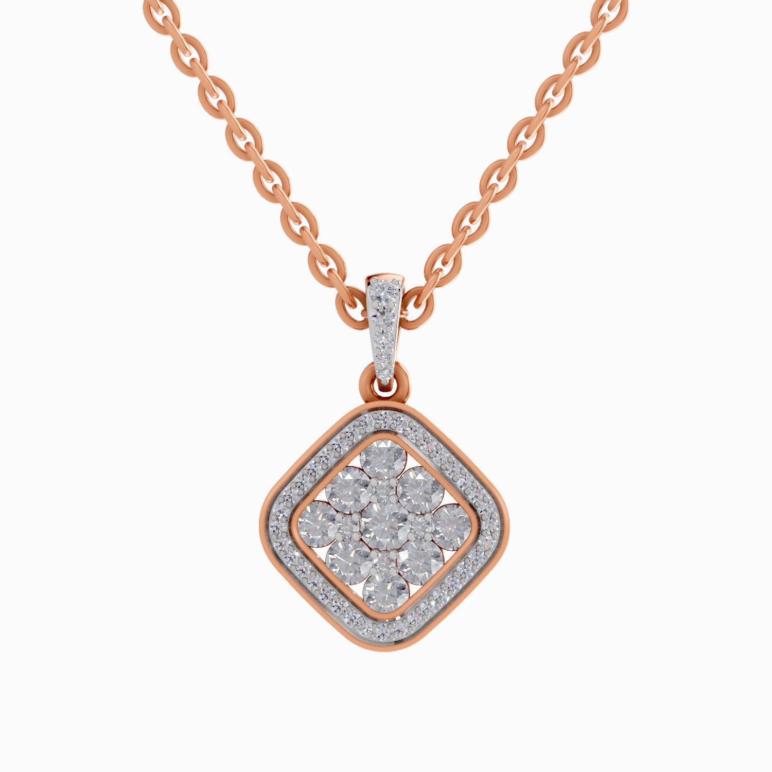 0.64 Carat Cluster Pendant 14K - Rose Gold