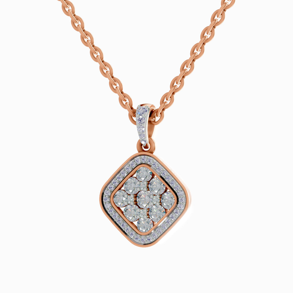 0.64 Carat Cluster Pendant 14K - Rose Gold