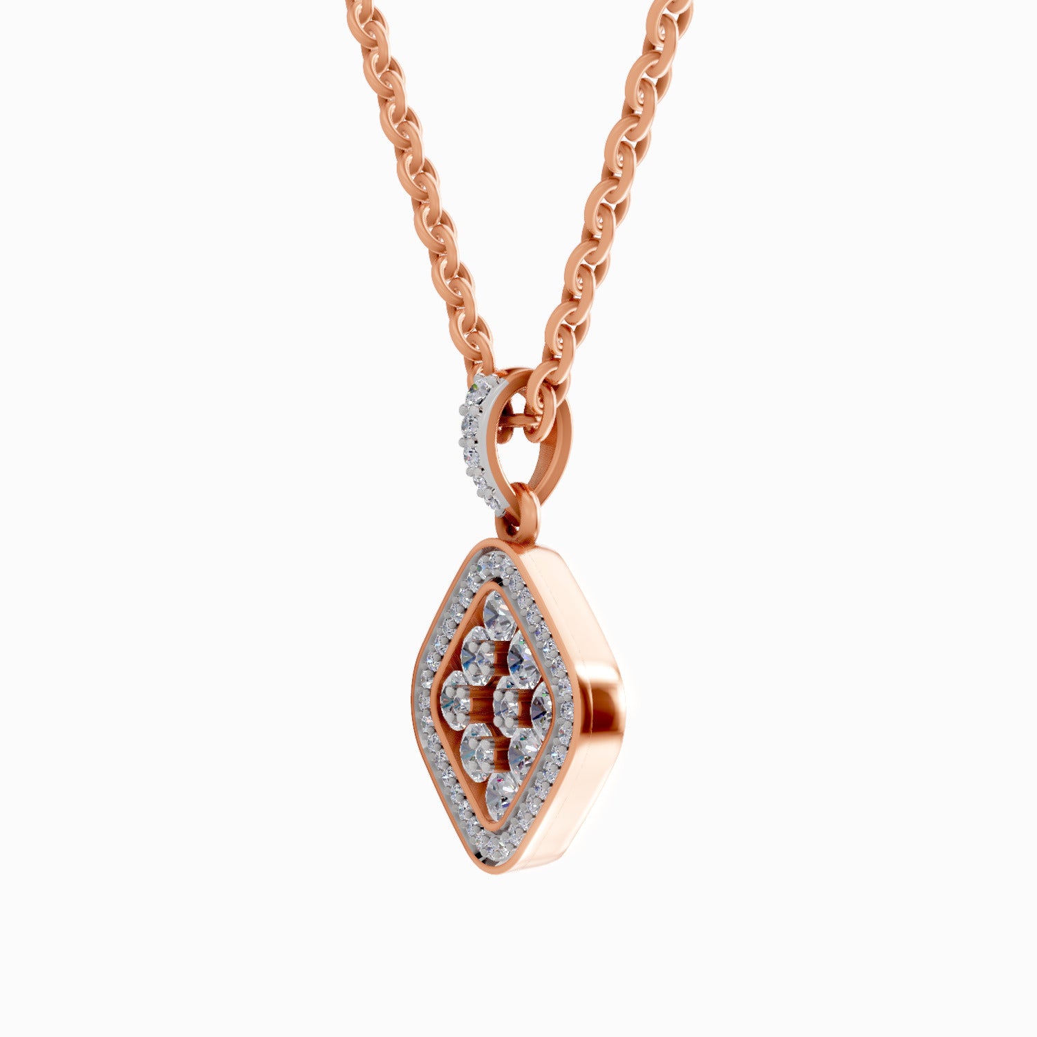 0.64 Carat Cluster Pendant 14K - Rose Gold