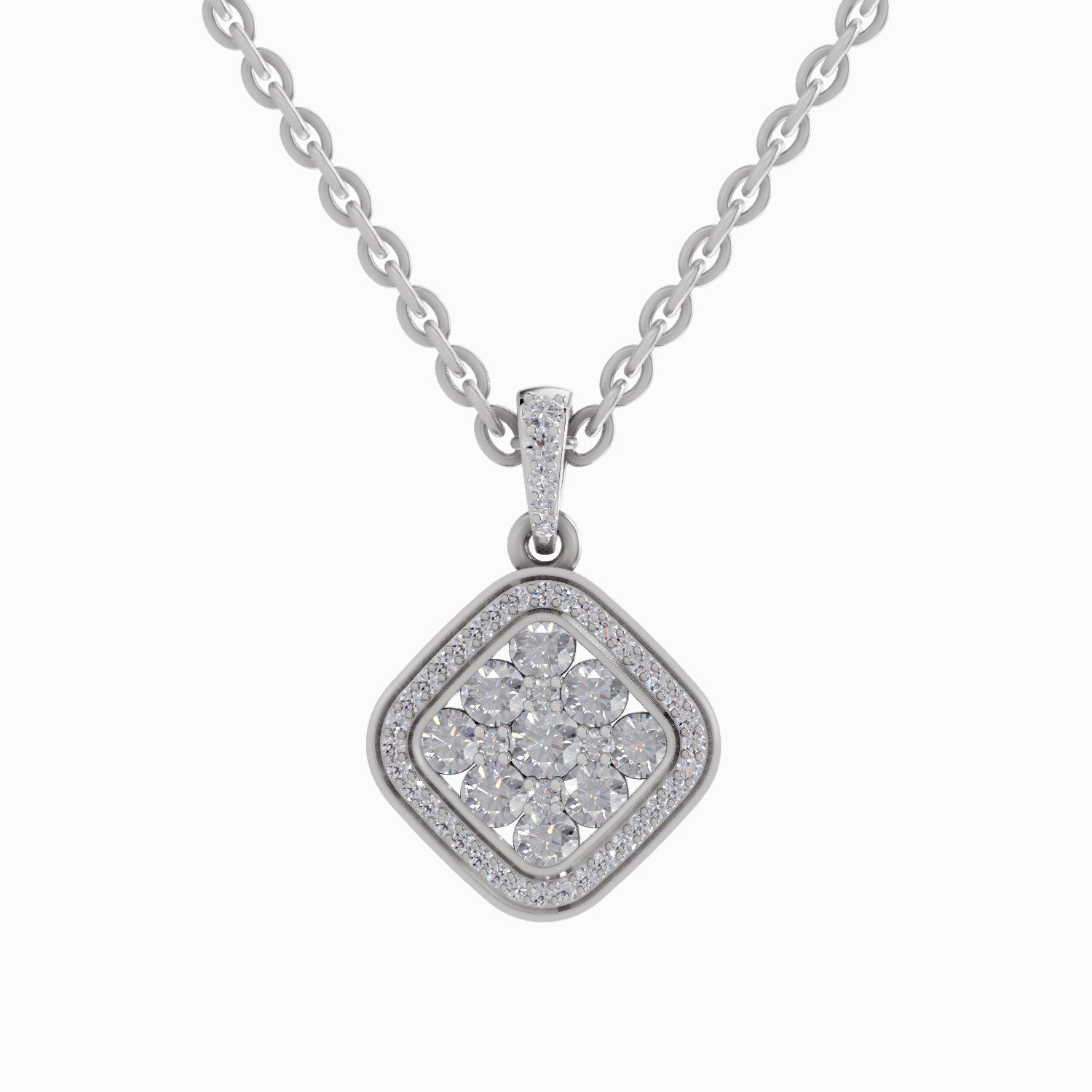 0.64 Carat Cluster Pendant 14K - White Gold