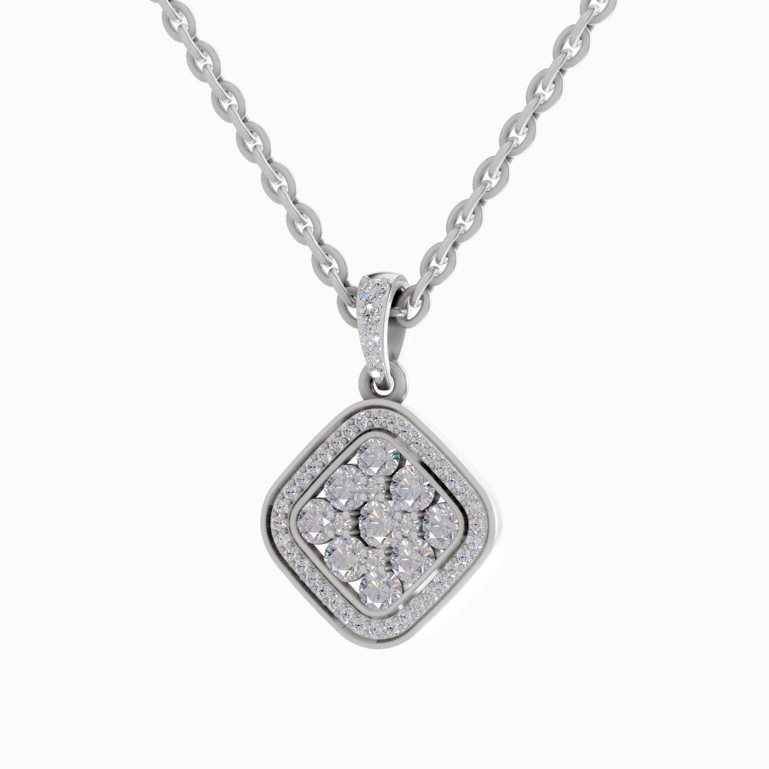 0.64 Carat Cluster Pendant 14K - White Gold