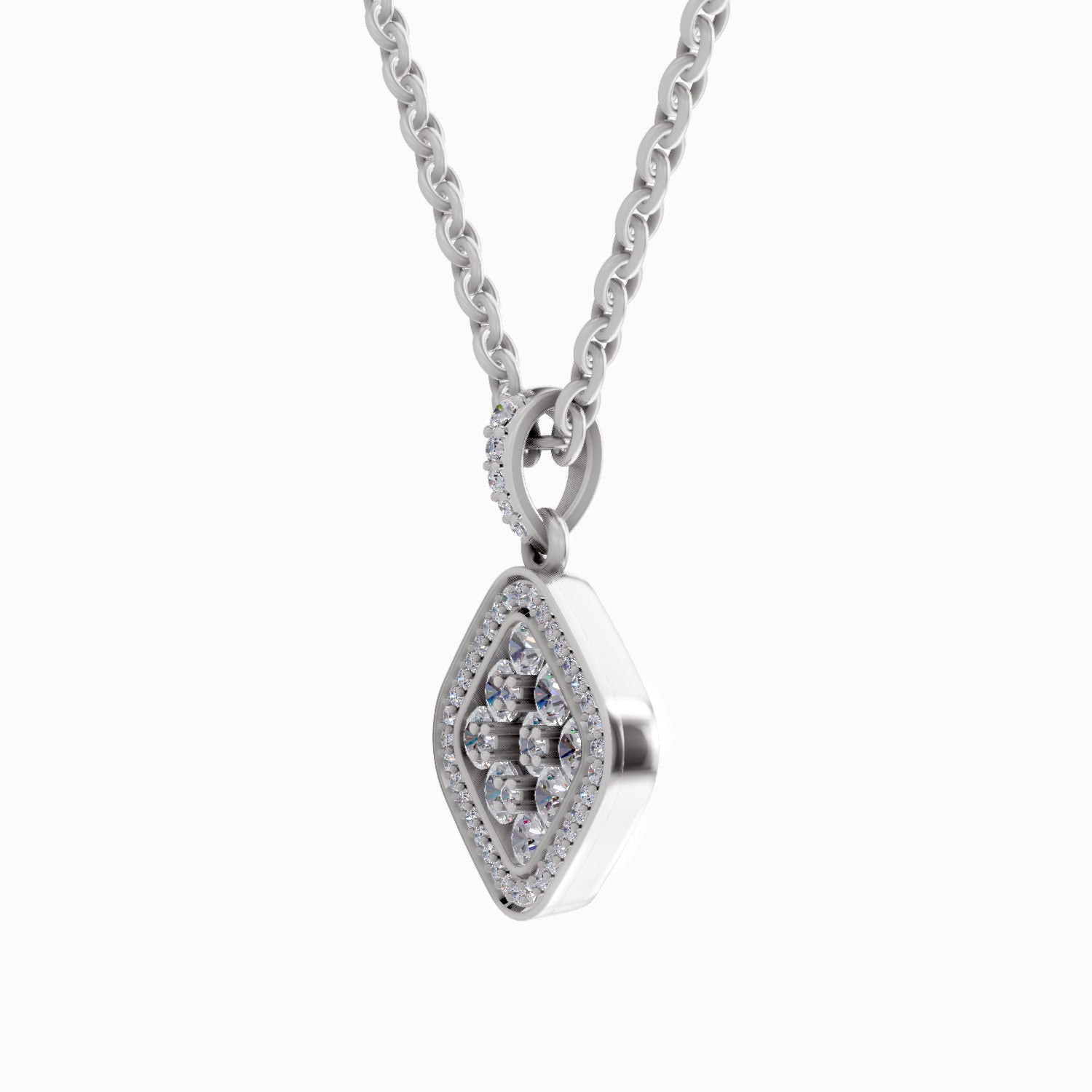 0.64 Carat Cluster Pendant 14K - White Gold
