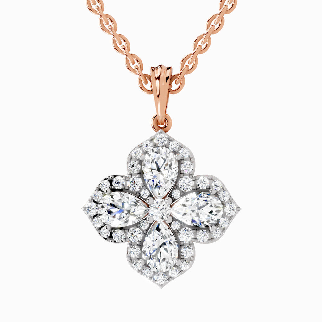 1.45 Carat Flower Shape Pendant 14K Gold - Rose Gold