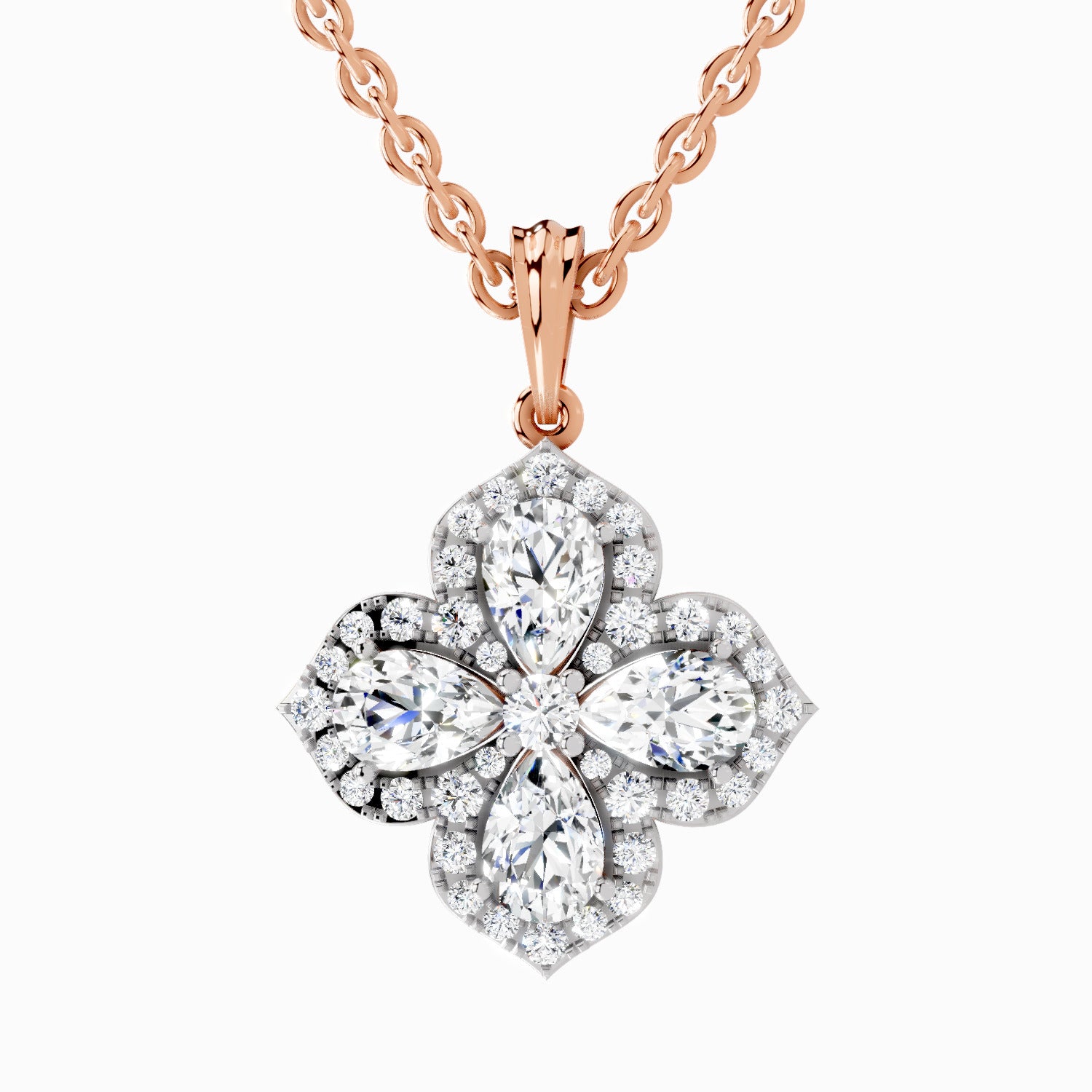 1.45 Carat Flower Shape Pendant 14K Gold - Rose Gold