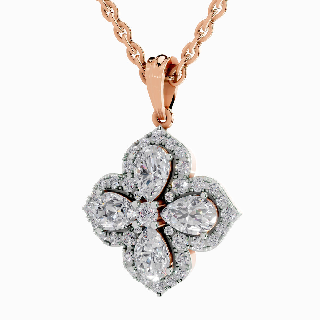 1.45 Carat Flower Shape Pendant 14K Gold - Rose Gold