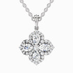 1.45 Carat Flower Shape Pendant 14K Gold - White Gold