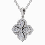 1.45 Carat Flower Shape Pendant 14K Gold - White Gold