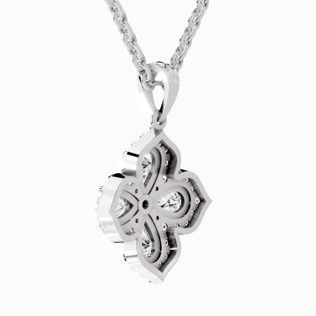 1.45 Carat Flower Shape Pendant 14K Gold - White Gold