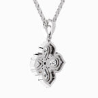 1.45 Carat Flower Shape Pendant 14K Gold - White Gold