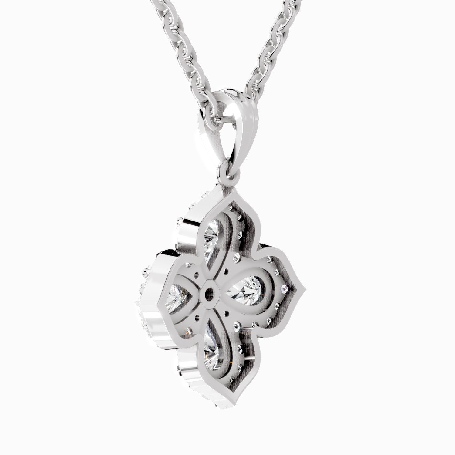 1.45 Carat Flower Shape Pendant 14K Gold - White Gold