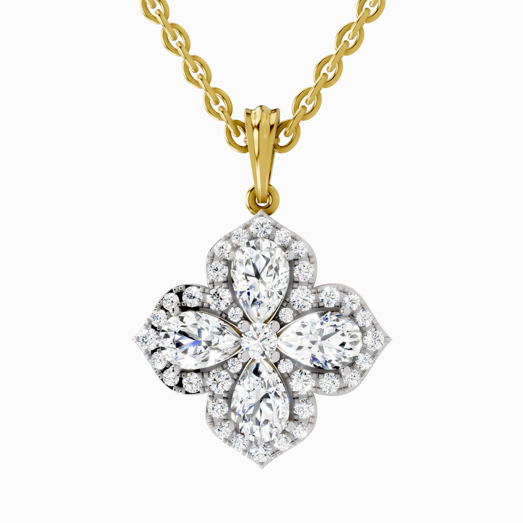 1.45 Carat Flower Shape Pendant 14K Gold