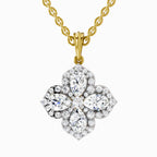 1.45 Carat Flower Shape Pendant 14K Gold