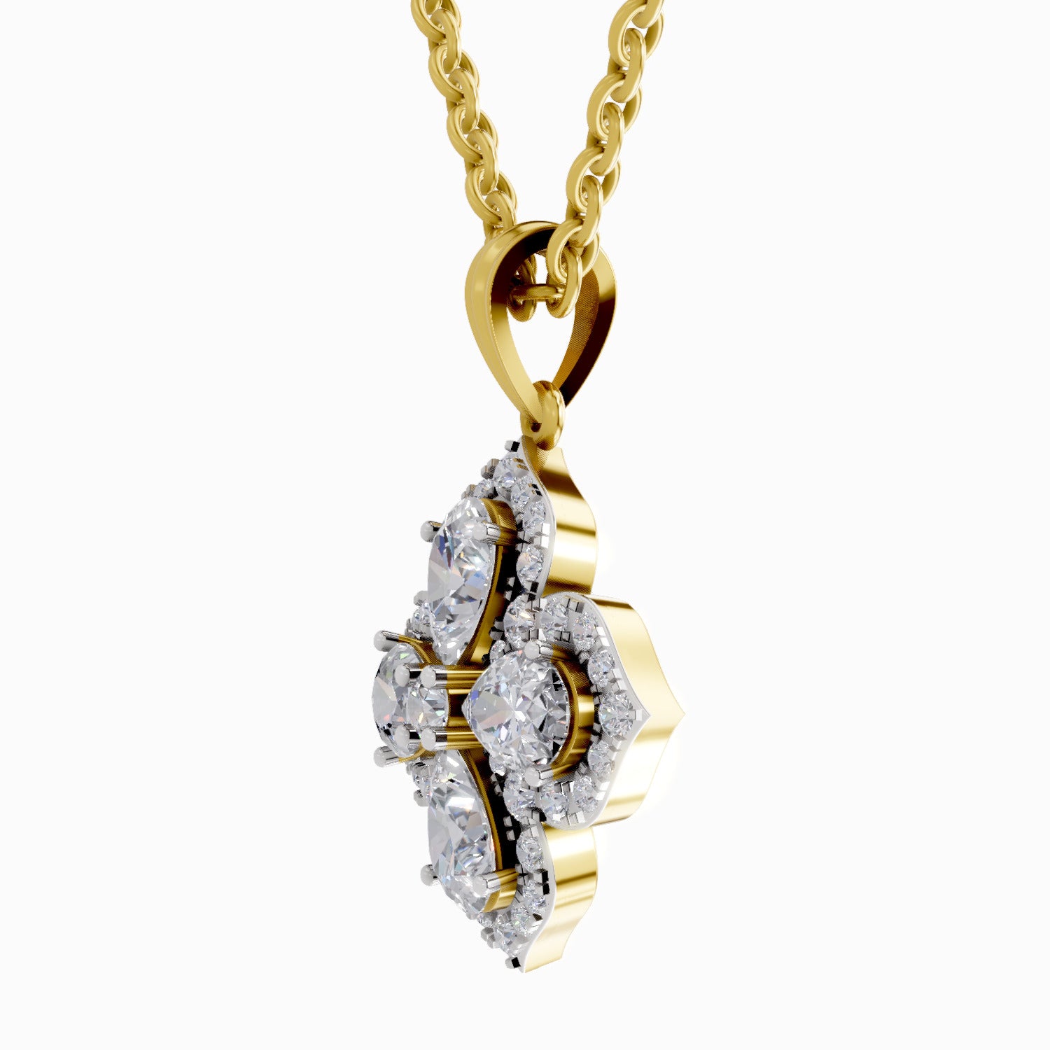 1.45 Carat Flower Shape Pendant 14K Gold
