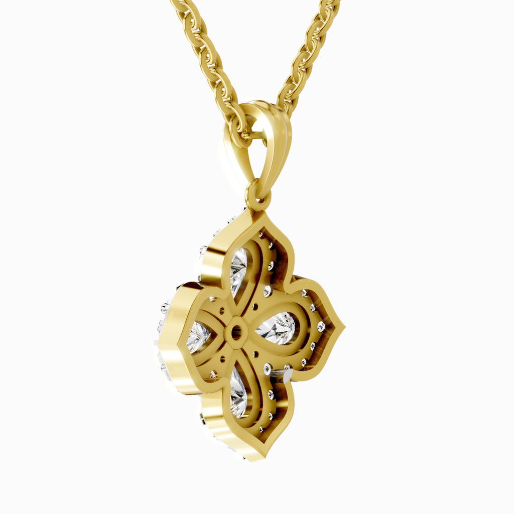 1.45 Carat Flower Shape Pendant 14K Gold