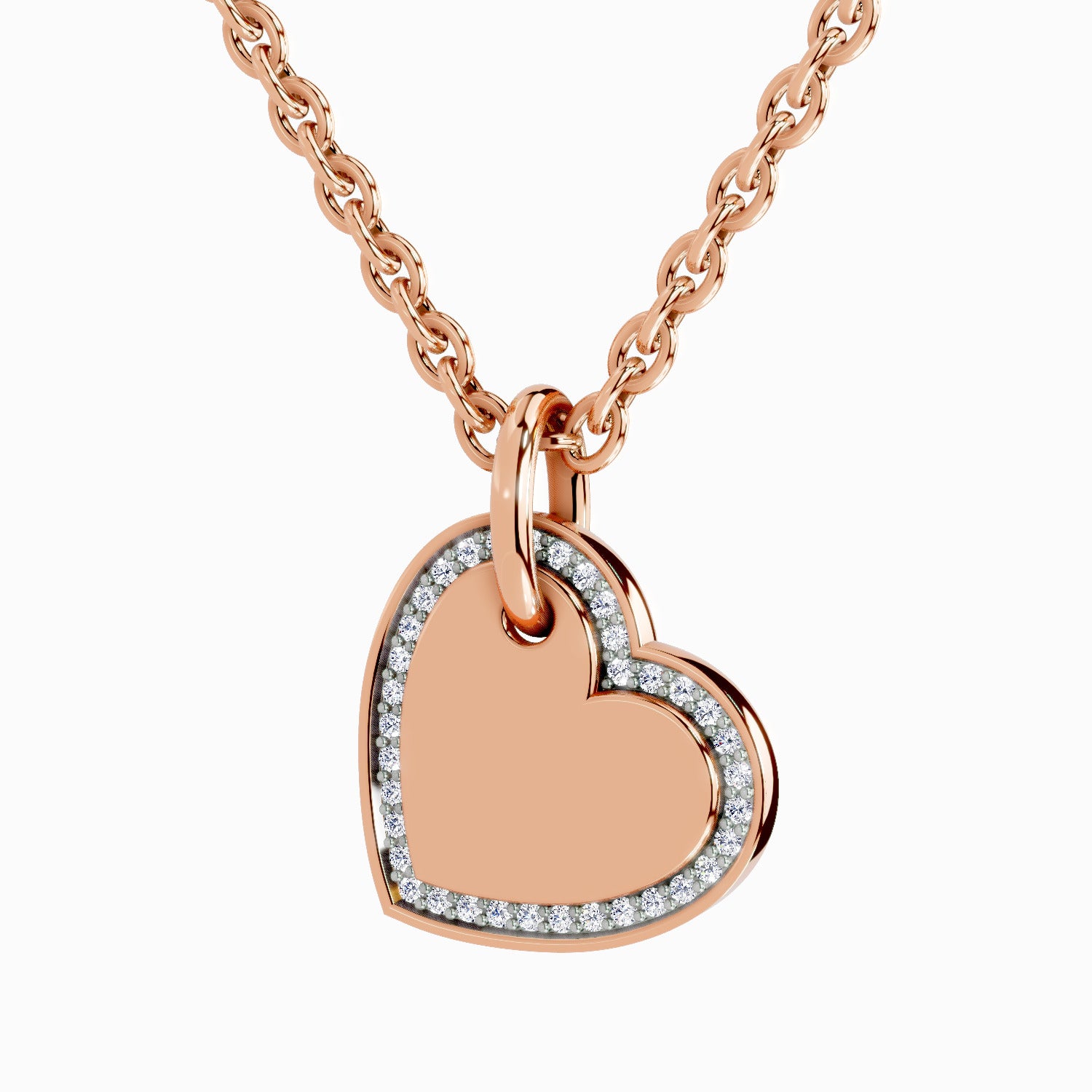0.07 Carat Round Heart Pendant 14K - Rose Gold