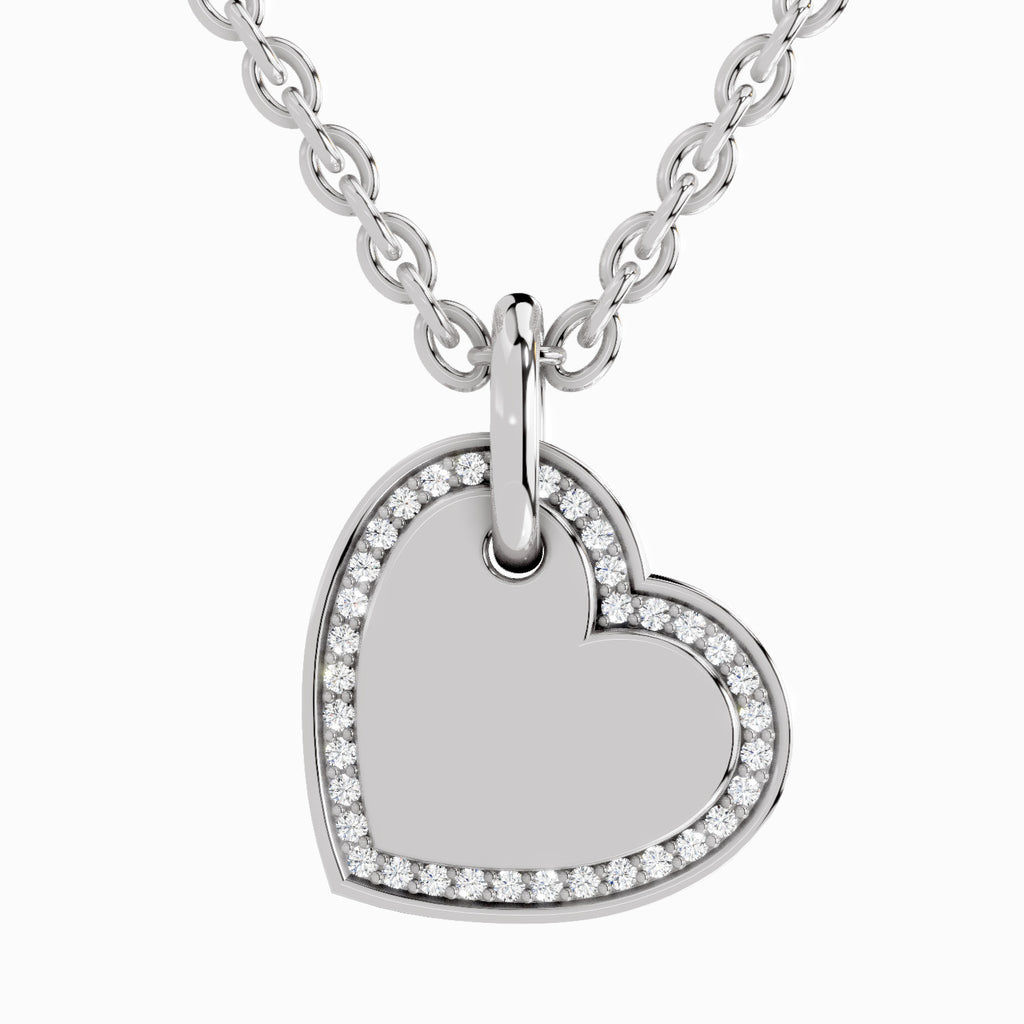 0.07 Carat Round Heart Pendant 14K - White Gold