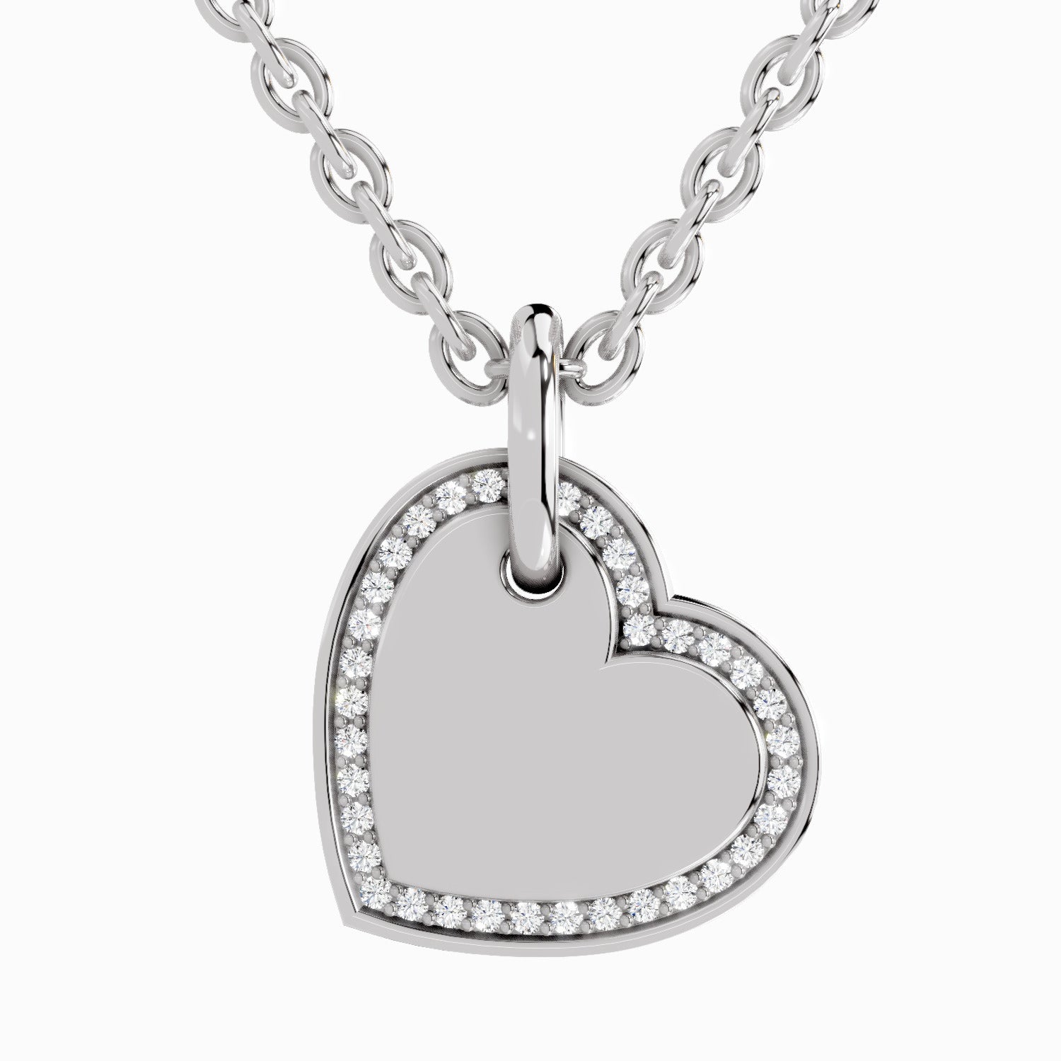 0.07 Carat Round Heart Pendant 14K - White Gold