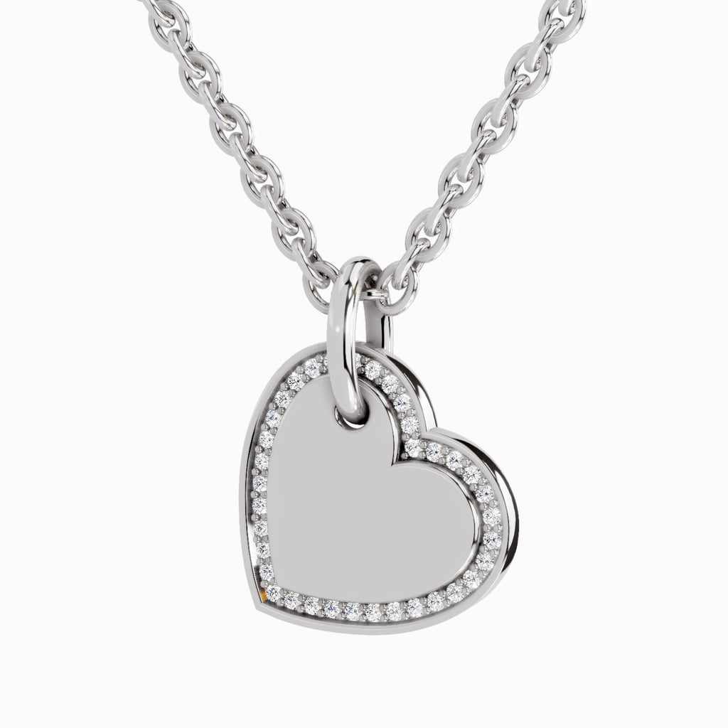 0.07 Carat Round Heart Pendant 14K - White Gold