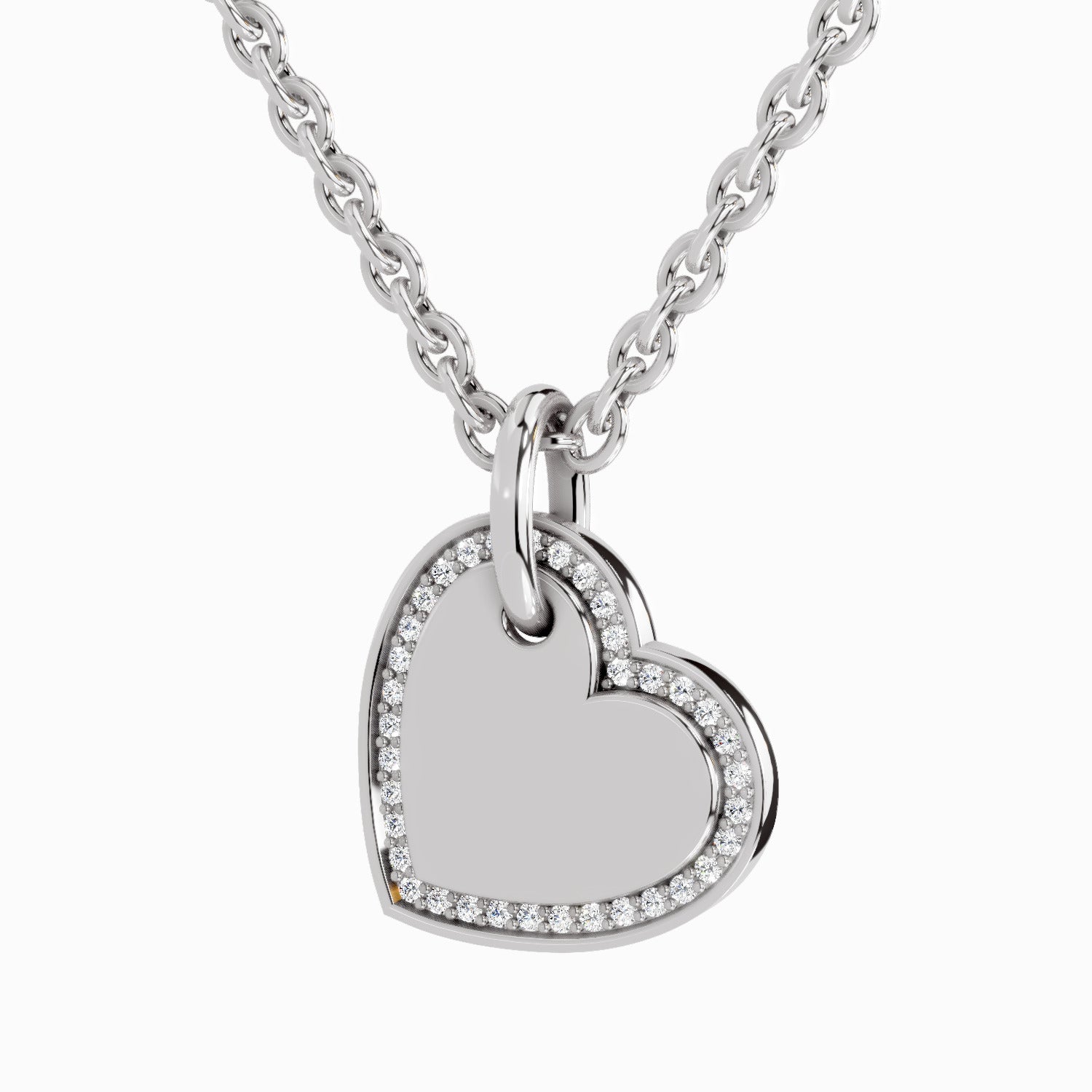 0.07 Carat Round Heart Pendant 14K - White Gold