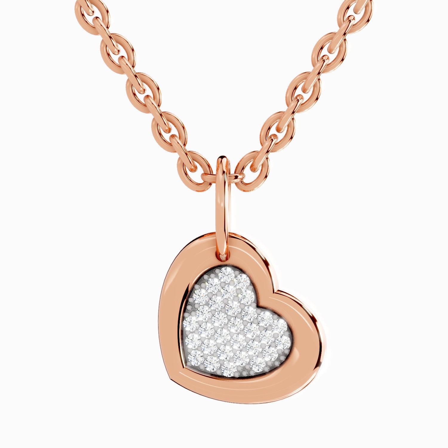 0.06 Carat Round Heart Pendant 14K Gold - Rose Gold