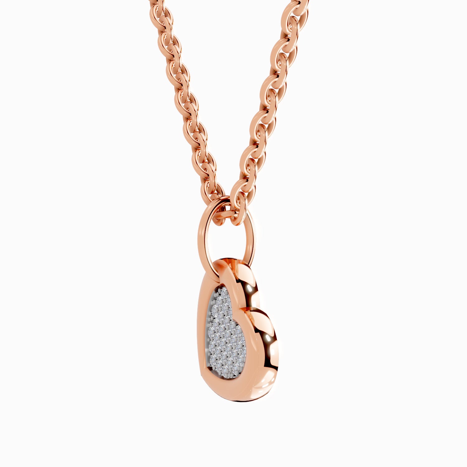0.06 Carat Round Heart Pendant 14K Gold - Rose Gold