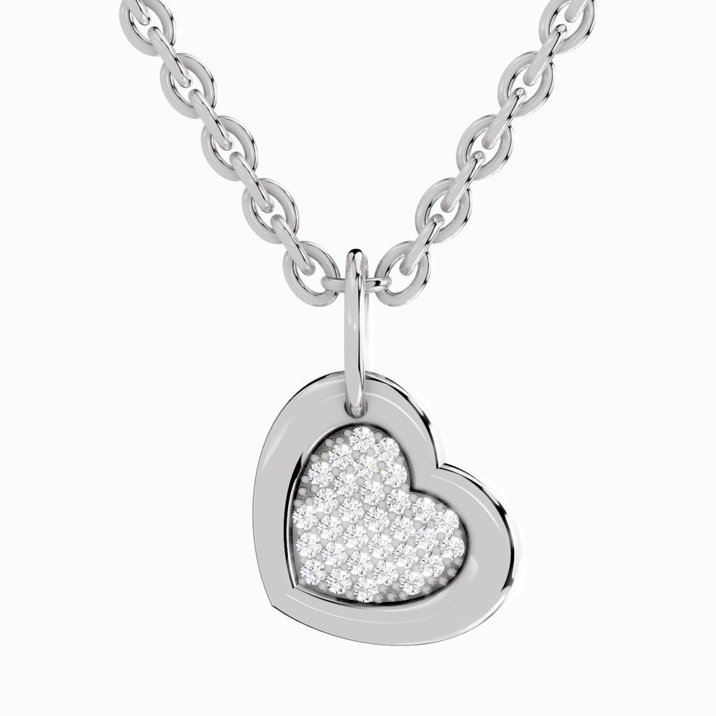 0.06 Carat Round Heart Pendant 14K Gold - White Gold