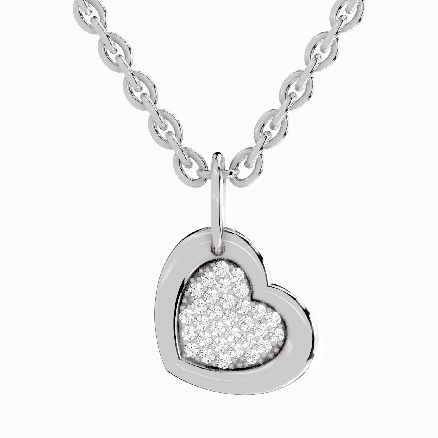 0.06 Carat Round Heart Pendant 14K Gold - White Gold