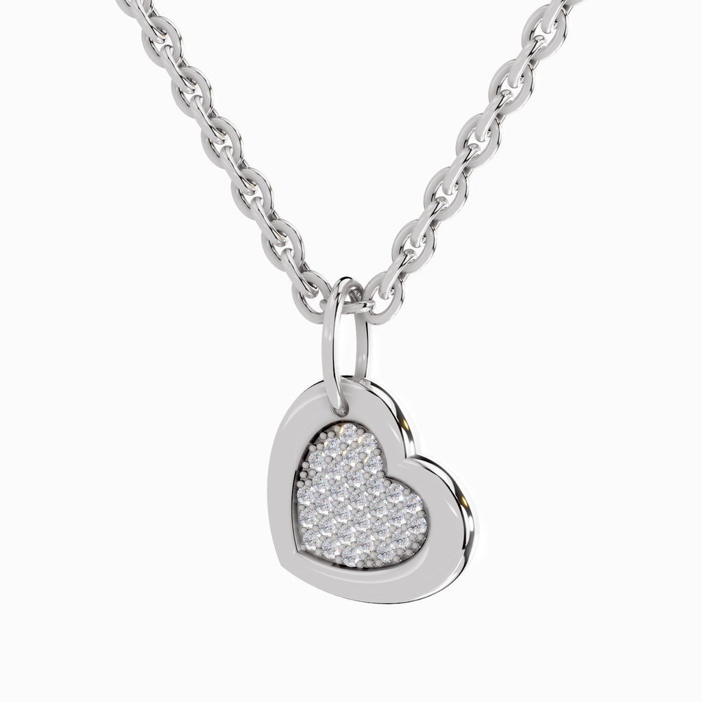 0.06 Carat Round Heart Pendant 14K Gold - White Gold