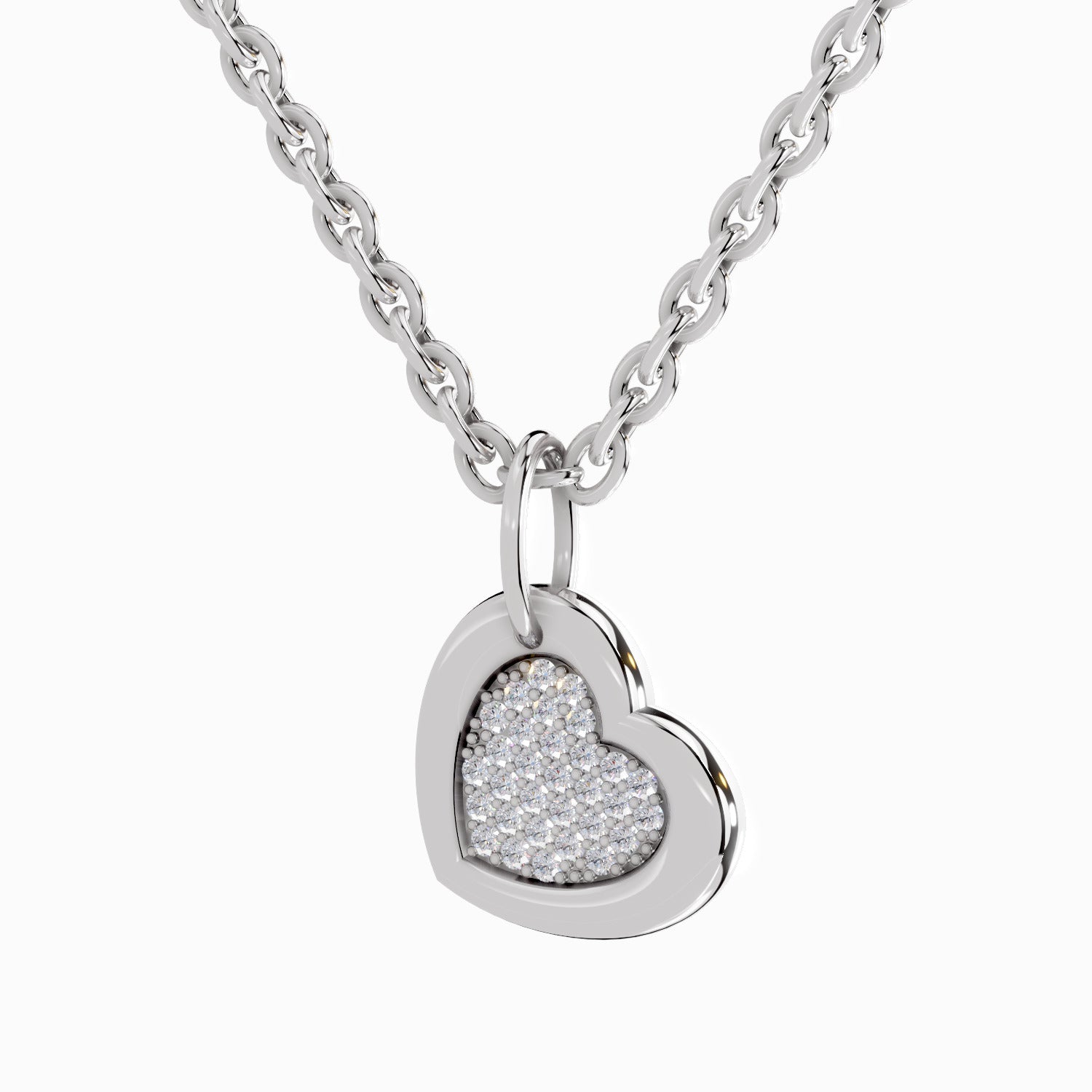 0.06 Carat Round Heart Pendant 14K Gold - White Gold