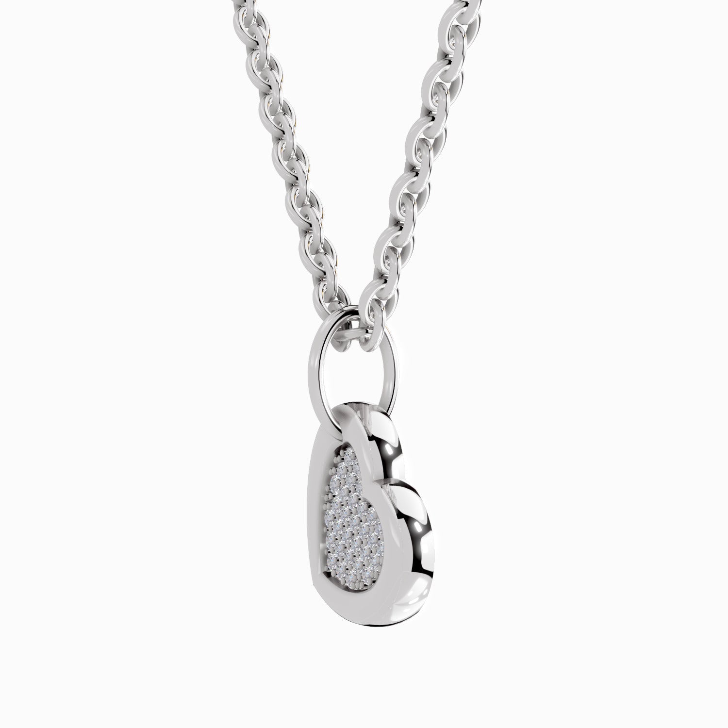 0.06 Carat Round Heart Pendant 14K Gold - White Gold