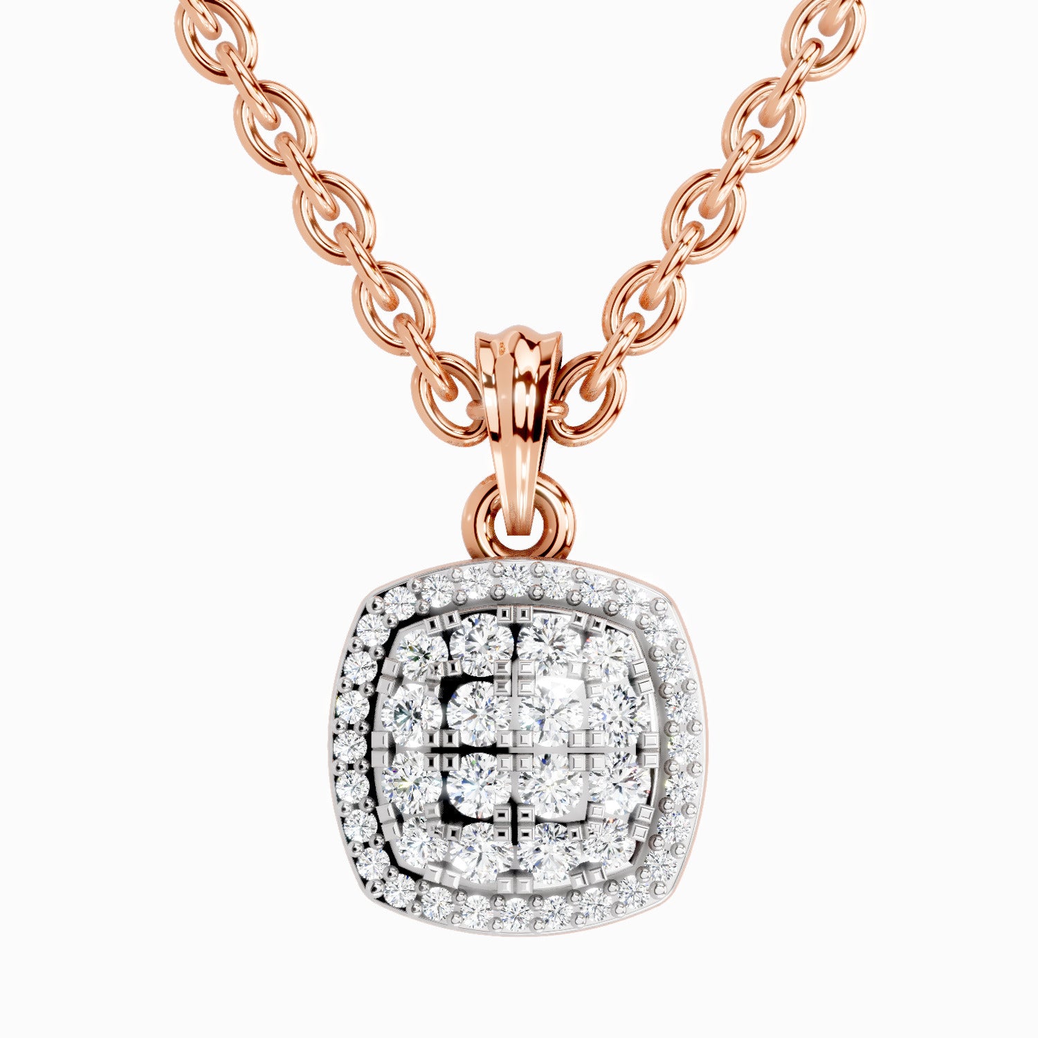 0.26 Carat Cluster Pendant 14K Gold - Rose Gold