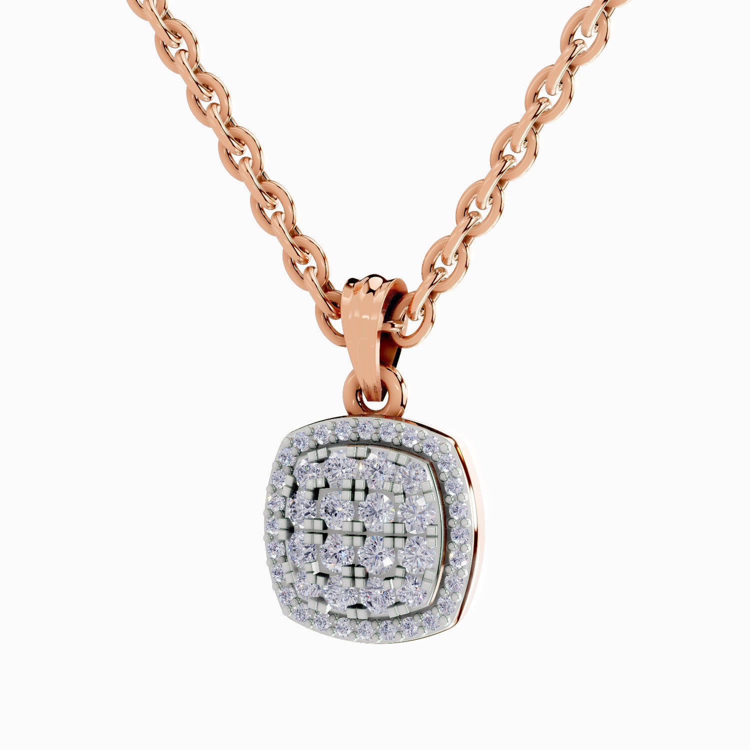 0.26 Carat Cluster Pendant 14K Gold - Rose Gold