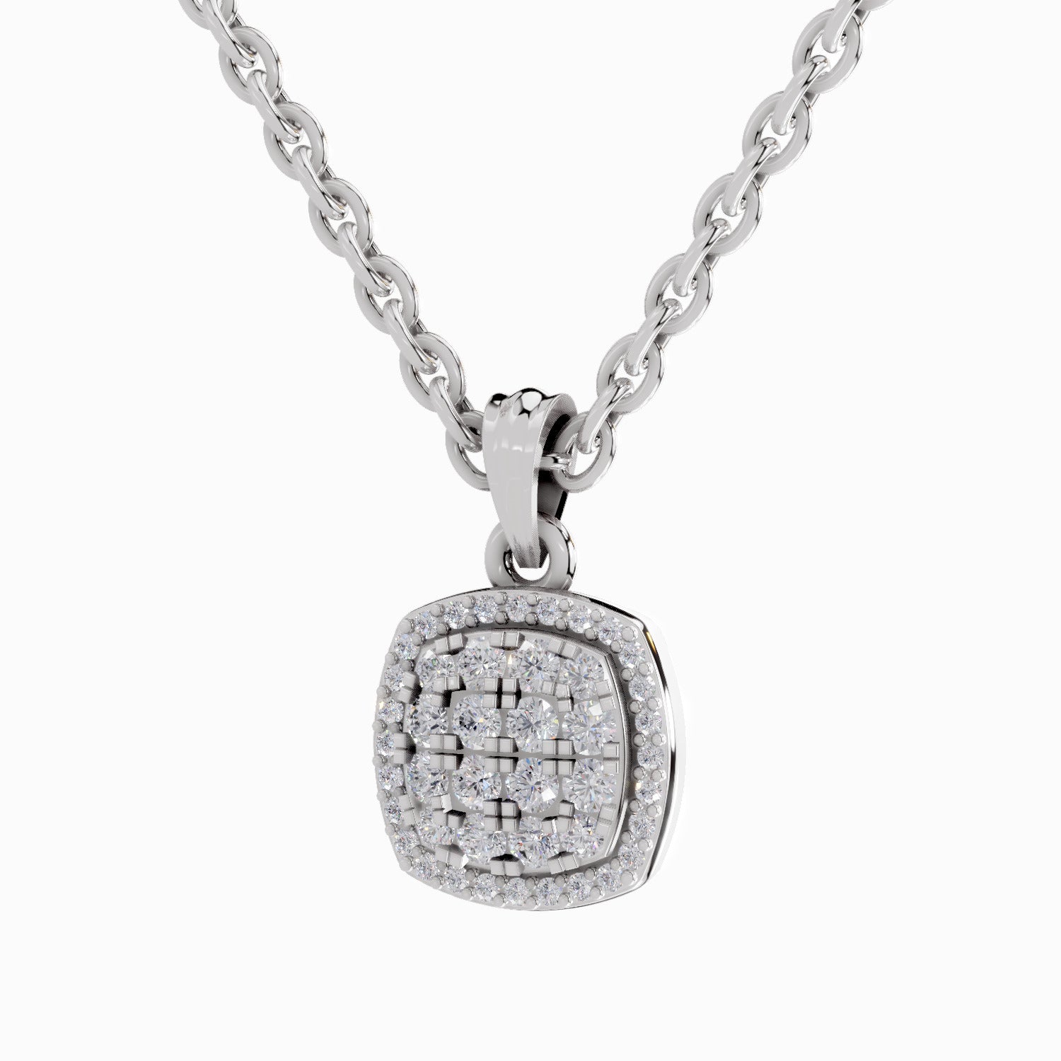 0.26 Carat Cluster Pendant 14K Gold - White Gold