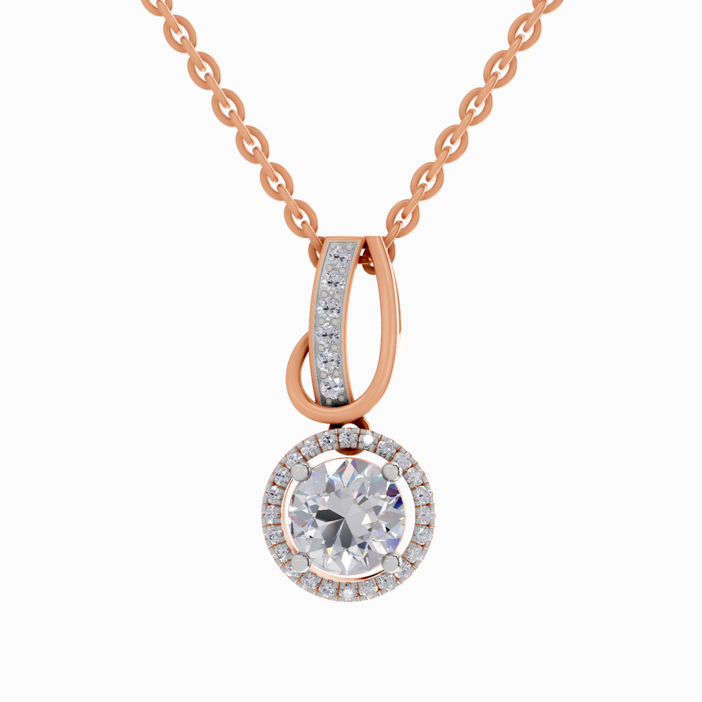1.18 Carat Halo Pendant 14K - Rose Gold