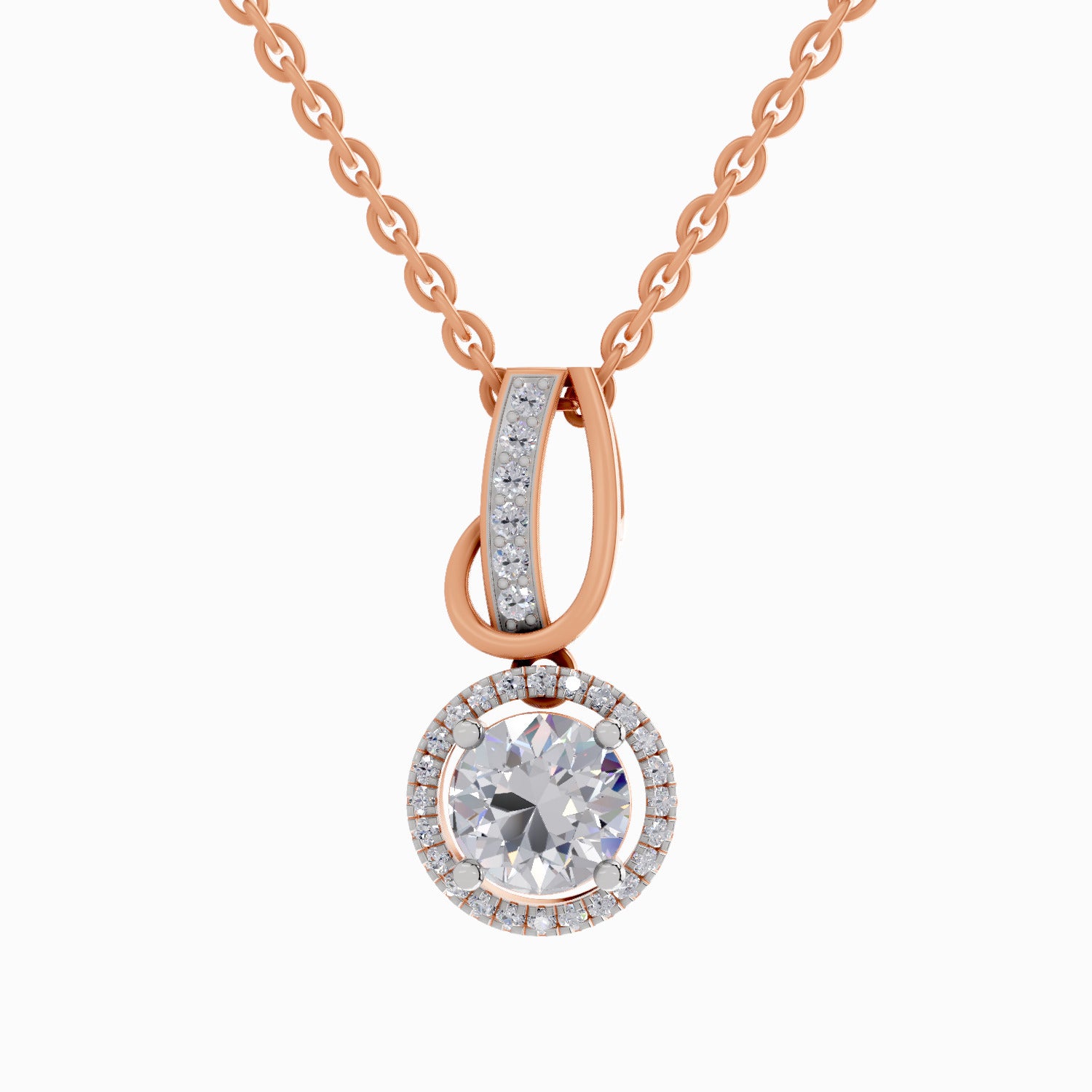 1.18 Carat Halo Pendant 14K - Rose Gold